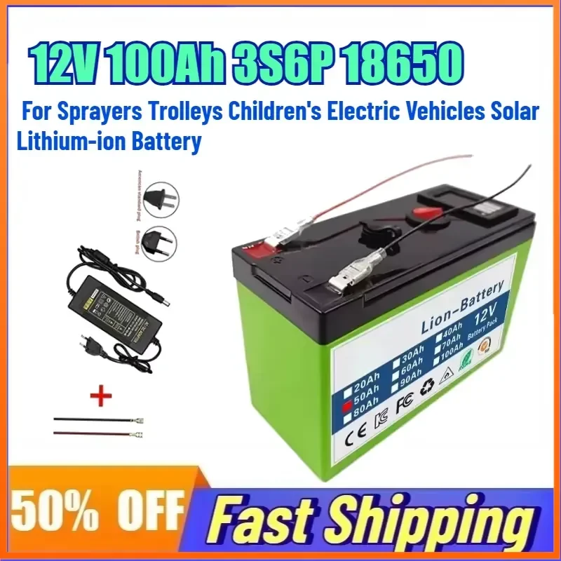 12V 100Ah 3S6P 18650 Rechargeable Battery for Sprayers Trolleys Children's Electric Vehicles Solar Lithium-ion Battery
12V 100Ah 3S6P 18650 Rechargeable Battery for Sprayers Trolleys Children's Electric Vehicles Solar Lithium-ion Battery