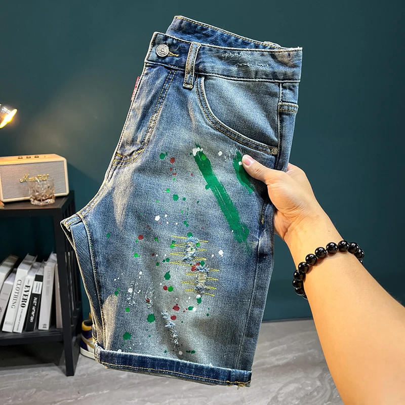TC263 High Street Tide Jeans Men's Hole Trend Stretch Slim Embroidery Patch Spray Paint Mid Trousers
TC263 High Street Tide Jeans Men's Hole Trend Stretch Slim Embroidery Patch Spray Paint Mid Trousers