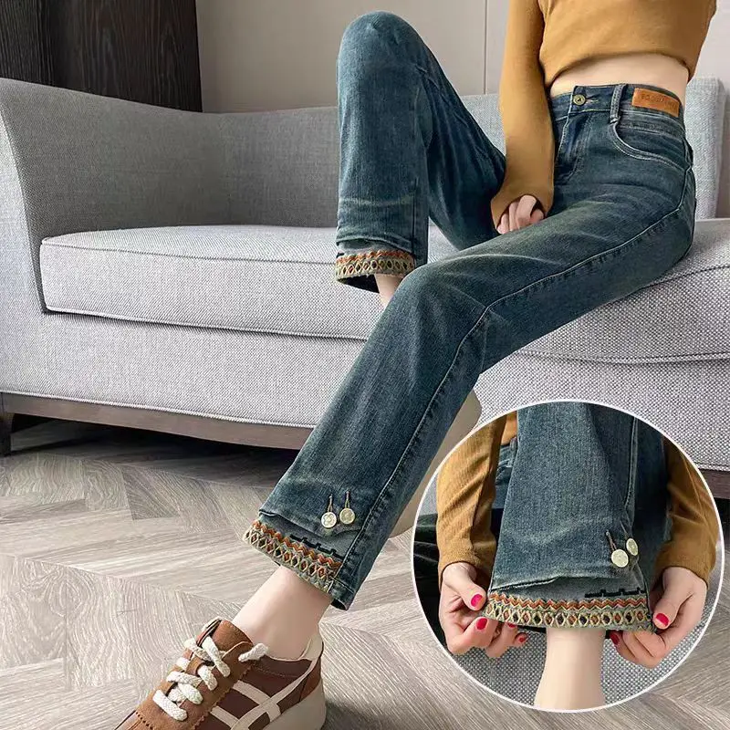 Petite Straight Leg Jeans Women Retro Narrow Tapered Spring Autumn 9/10 Stretch Denim Embroidered Design Tall-Looking Fit
Petite Straight Leg Jeans Women Retro Narrow Tapered Spring Autumn 9/10 Stretch Denim Embroidered Design Tall-Looking Fit
