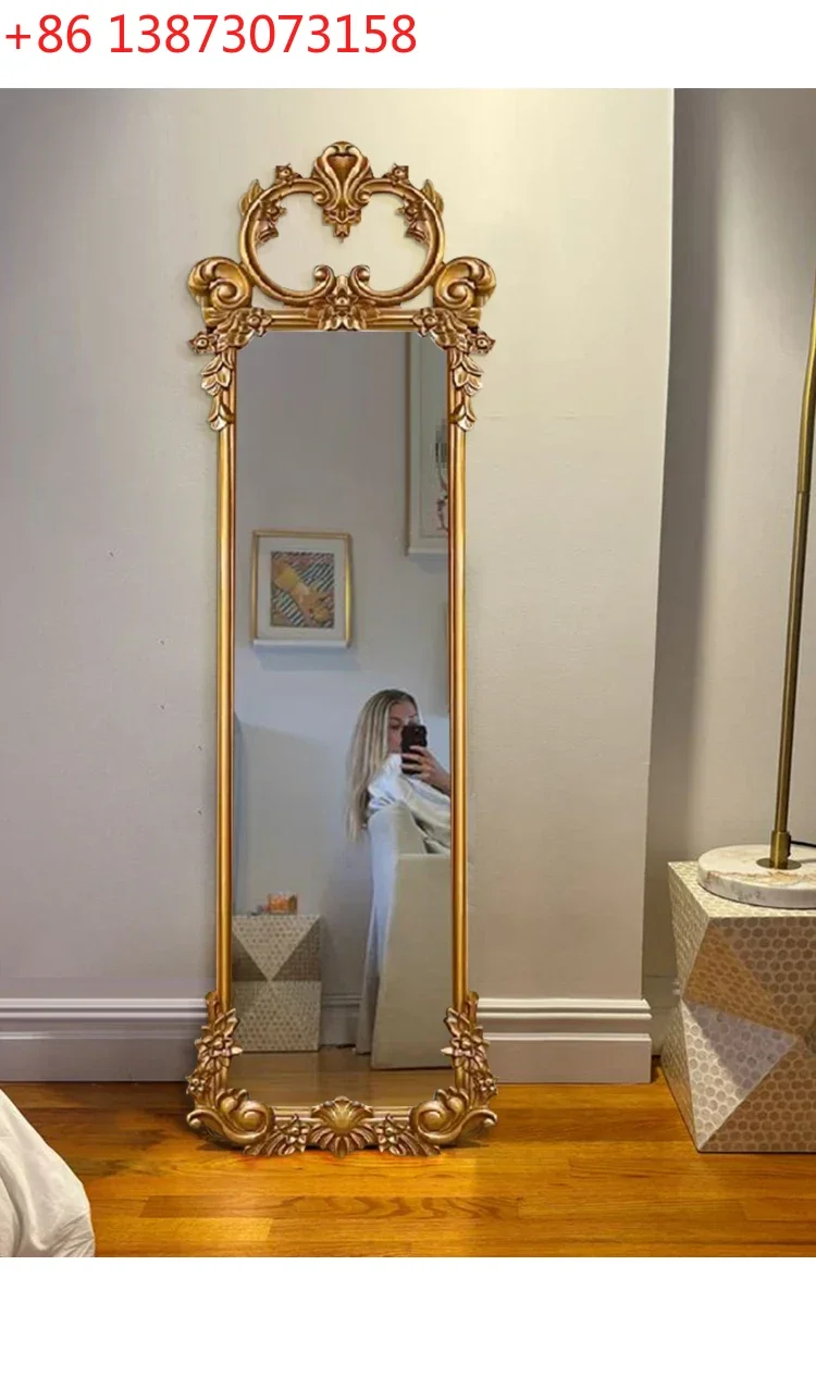 European floor-to-ceiling mirror, entrance wall-mounted decorative mirror, retro carved full-body mirror, medieval French style
European floor-to-ceiling mirror, entrance wall-mounted decorative mirror, retro carved full-body mirror, medieval French style
