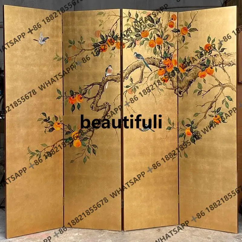 Chinese gold leaf screen partition living room entrance folding retro folding screen office bedroom
Chinese gold leaf screen partition living room entrance folding retro folding screen office bedroom