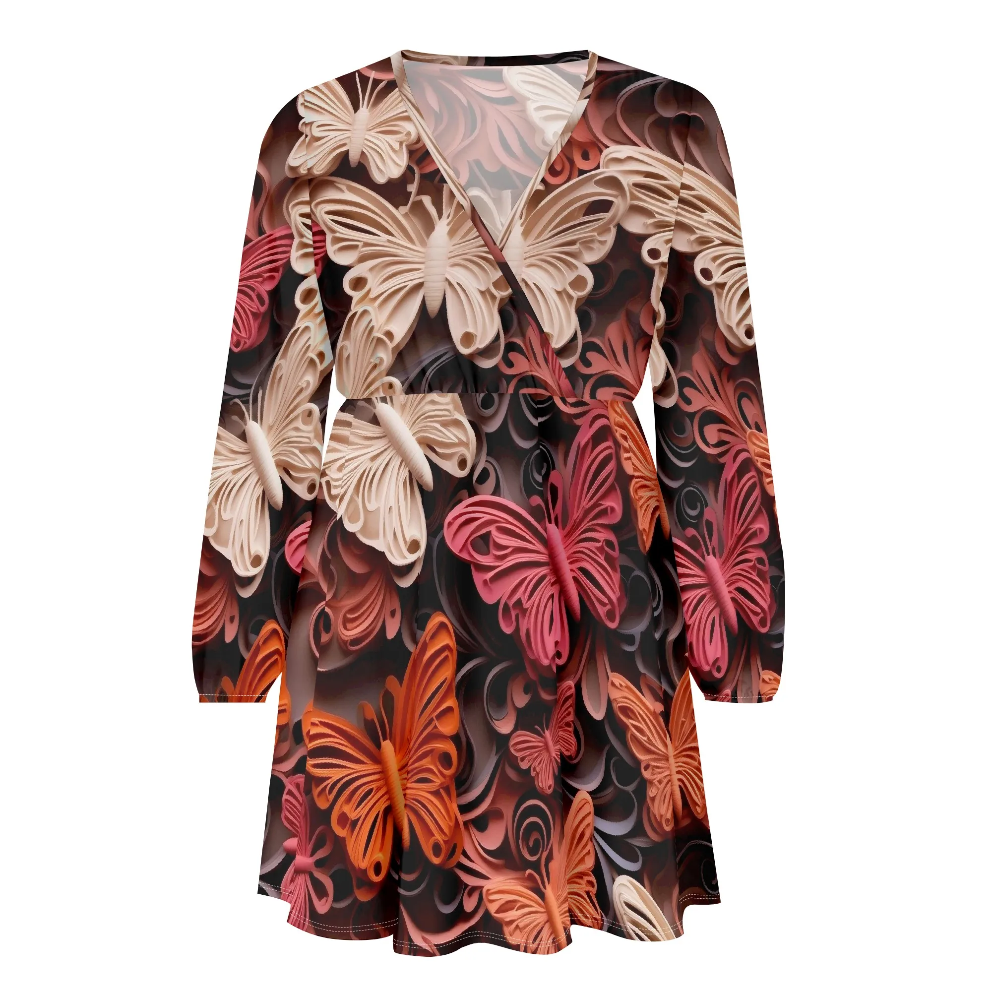 Boho Butterfly Print Short Dress for Women V-Neck Long Sleeve Flowy Mini Dress for Vacation Festival Clubwear Summer 2025
Boho Butterfly Print Short Dress for Women V-Neck Long Sleeve Flowy Mini Dress for Vacation Festival Clubwear Summer 2025