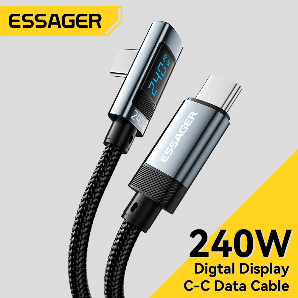 Essager 240W USB Type C To USB C Cable 90 Degree Angle PD Fast Charging Charger Wire For iPad MacBook Pro Xiaomi Samsung Huawei
Essager 240W USB Type C To USB C Cable 90 Degree Angle PD Fast Charging Charger Wire For iPad MacBook Pro Xiaomi Samsung Huawei