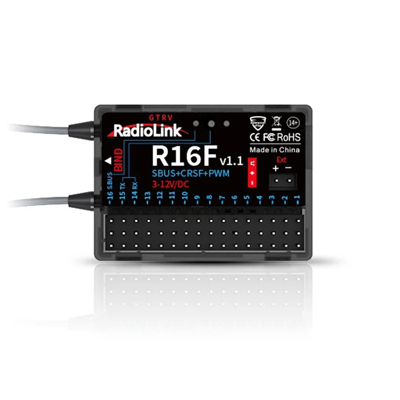 AY14 -Radiolink R16F RC Receiver 16 Channel 2.4Ghz With Gyro, Voltage Telemetry, 600M Range For RC Car, Boat, Airplane
AY14 -Radiolink R16F RC Receiver 16 Channel 2.4Ghz With Gyro, Voltage Telemetry, 600M Range For RC Car, Boat, Airplane