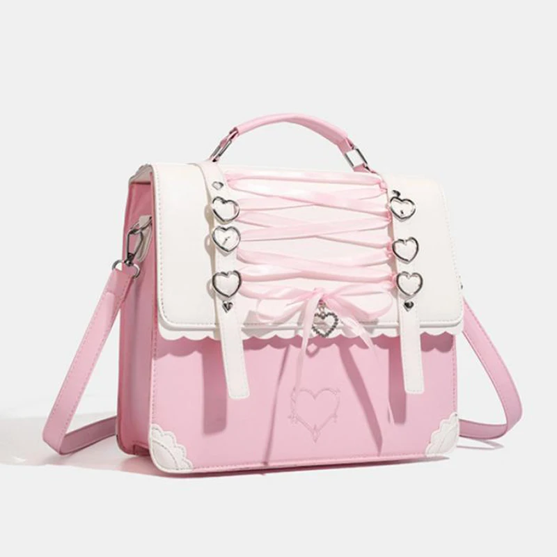 Cute Japanese Lolita Ita Bag Magnetic Snap Flap Preppy Backpack Bow Lace-up Decor Girls Pink Shoulder Crossbody Bag
Cute Japanese Lolita Ita Bag Magnetic Snap Flap Preppy Backpack Bow Lace-up Decor Girls Pink Shoulder Crossbody Bag