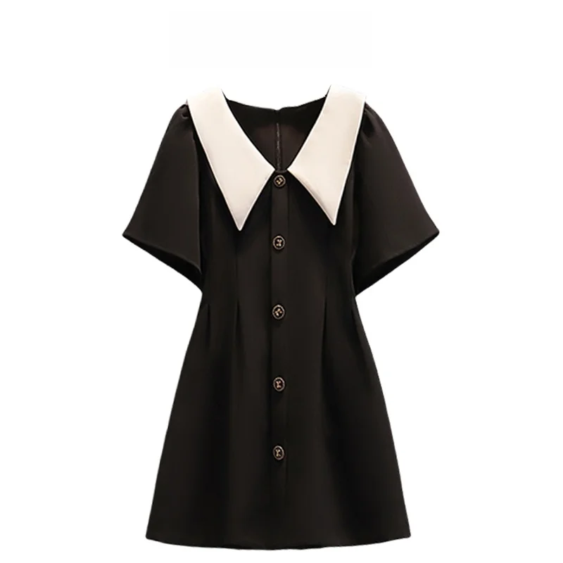 Summer New Style Cara Large Size Doll Collar Dress Women's Waist Cinching Slimming Hepburn Style Little Black Dress
Summer New Style Cara Large Size Doll Collar Dress Women's Waist Cinching Slimming Hepburn Style Little Black Dress