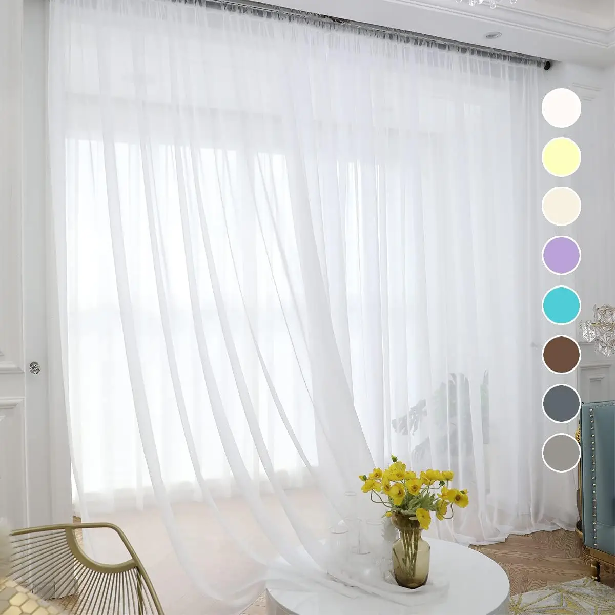 White Sheer Curtains 84 Inches Long 2 Panels Rod Pocket Voile for Kitchen Bedroom Living Room
White Sheer Curtains 84 Inches Long 2 Panels Rod Pocket Voile for Kitchen Bedroom Living Room