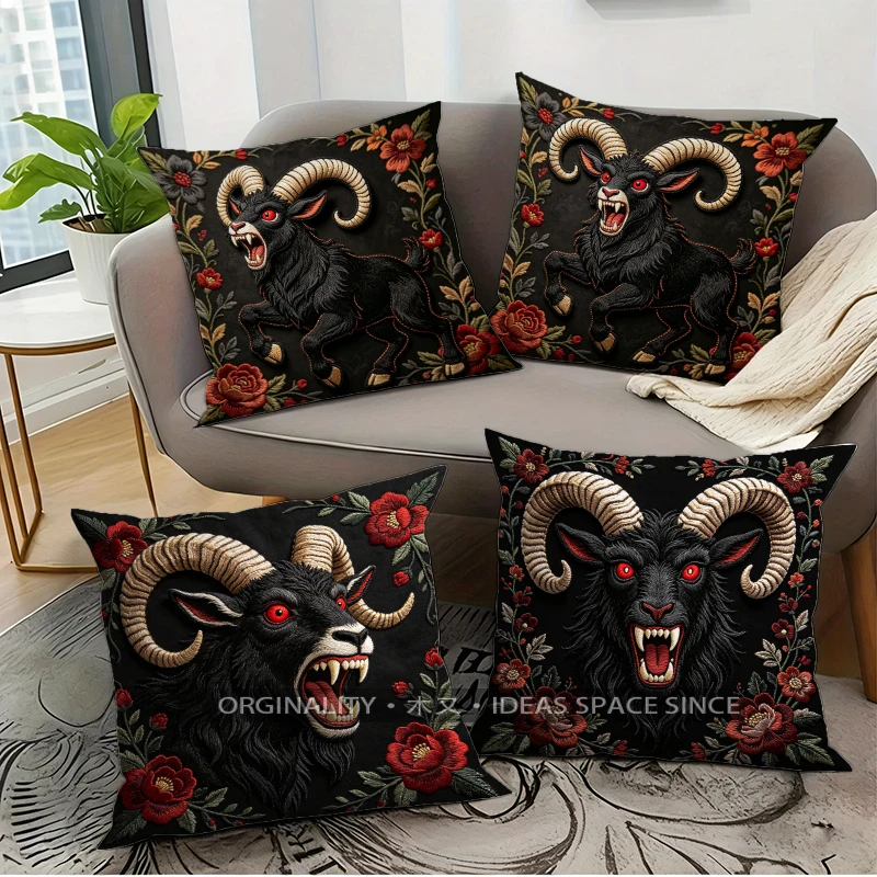 Gothic Black Goat Floral Embroidery Throw Pillow Covers Pattern Cushion Cover Suitable for Sofa Bedroom Car Pillow Cover
Gothic Black Goat Floral Embroidery Throw Pillow Covers Pattern Cushion Cover Suitable for Sofa Bedroom Car Pillow Cover