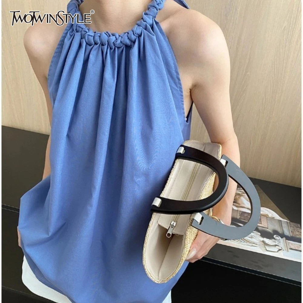 TWOTWINSTYLE Solid Spliced Folds Loose Vests for Women O Neck Sleeveless Temperament Minimalist Vests Female Fashion
TWOTWINSTYLE Solid Spliced Folds Loose Vests for Women O Neck Sleeveless Temperament Minimalist Vests Female Fashion