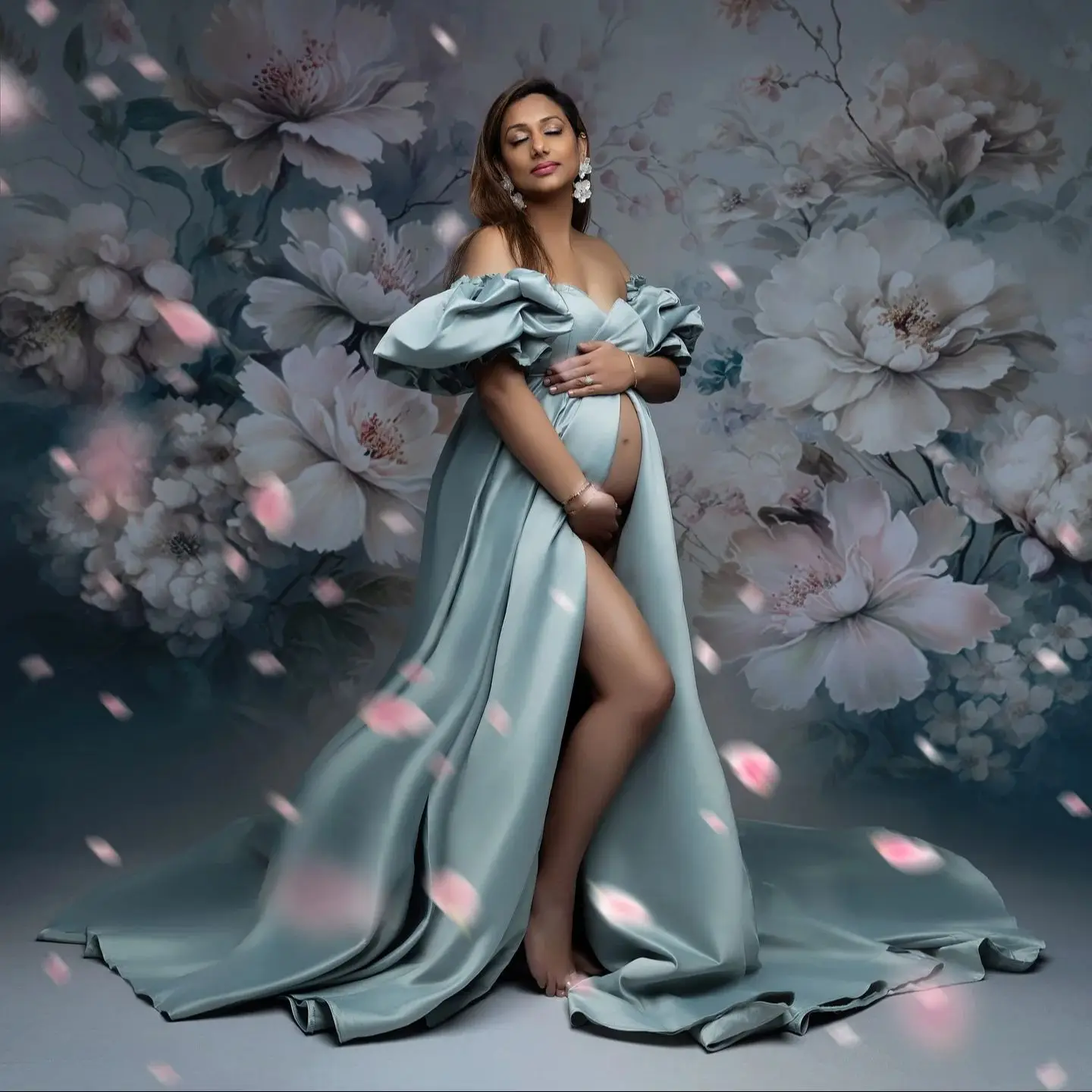 Customized Prom Dresses Women Satin Slit Baby Shower Gowns Puff Sleeves Sweep Train Maternity Photography Vestido de Novia
Customized Prom Dresses Women Satin Slit Baby Shower Gowns Puff Sleeves Sweep Train Maternity Photography Vestido de Novia