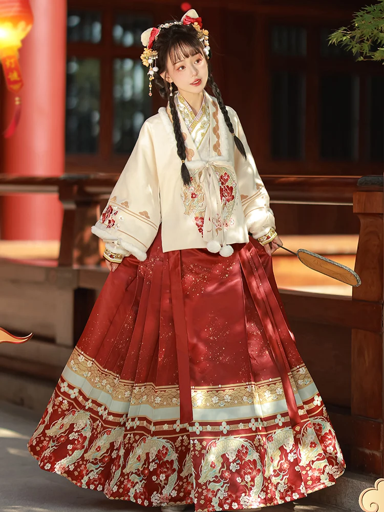 Ancient Chinese traditional Hanfu embroidery dance costume improvement Ming winter clothing 3-piece New Year clothing
Ancient Chinese traditional Hanfu embroidery dance costume improvement Ming winter clothing 3-piece New Year clothing
