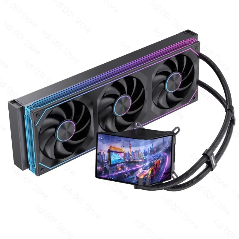 360mm Liquid CPU Cooler with 6.67 Inch Screen Video Display ARGB Fans Cooling for Desktop PC Case AMD
360mm Liquid CPU Cooler with 6.67 Inch Screen Video Display ARGB Fans Cooling for Desktop PC Case AMD