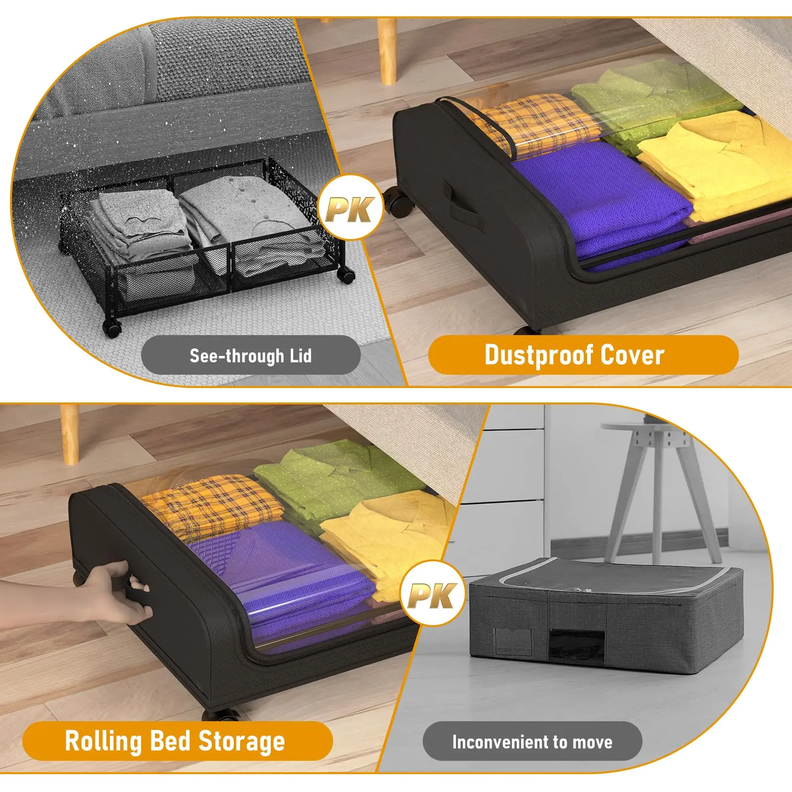 Underbed Storage with Wheels, 2Pack 48L Each Large Underbed Storage Containers Under Bed Shoe Storage for Clothes Blanket Book
Underbed Storage with Wheels, 2Pack 48L Each Large Underbed Storage Containers Under Bed Shoe Storage for Clothes Blanket Book