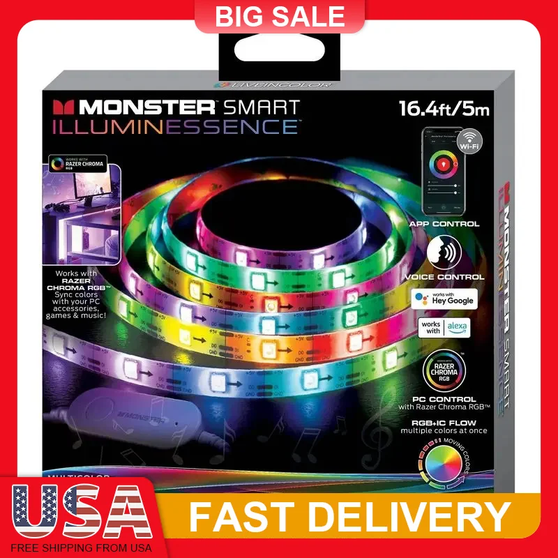 5M Smart RGBIC LED Strip Lights Color Changing Flow Effect Music Sync App Control Indoor Lighting for TV PC Room Decoration
5M Smart RGBIC LED Strip Lights Color Changing Flow Effect Music Sync App Control Indoor Lighting for TV PC Room Decoration