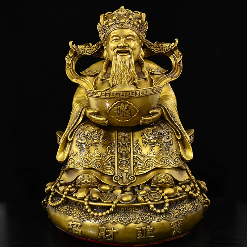 17"Tibetan Temple Collection Old Brass Cinnabar Yuanbao Coins God of Wealth Immortal Amass wealth Ornaments Worship Hall
17"Tibetan Temple Collection Old Brass Cinnabar Yuanbao Coins God of Wealth Immortal Amass wealth Ornaments Worship Hall