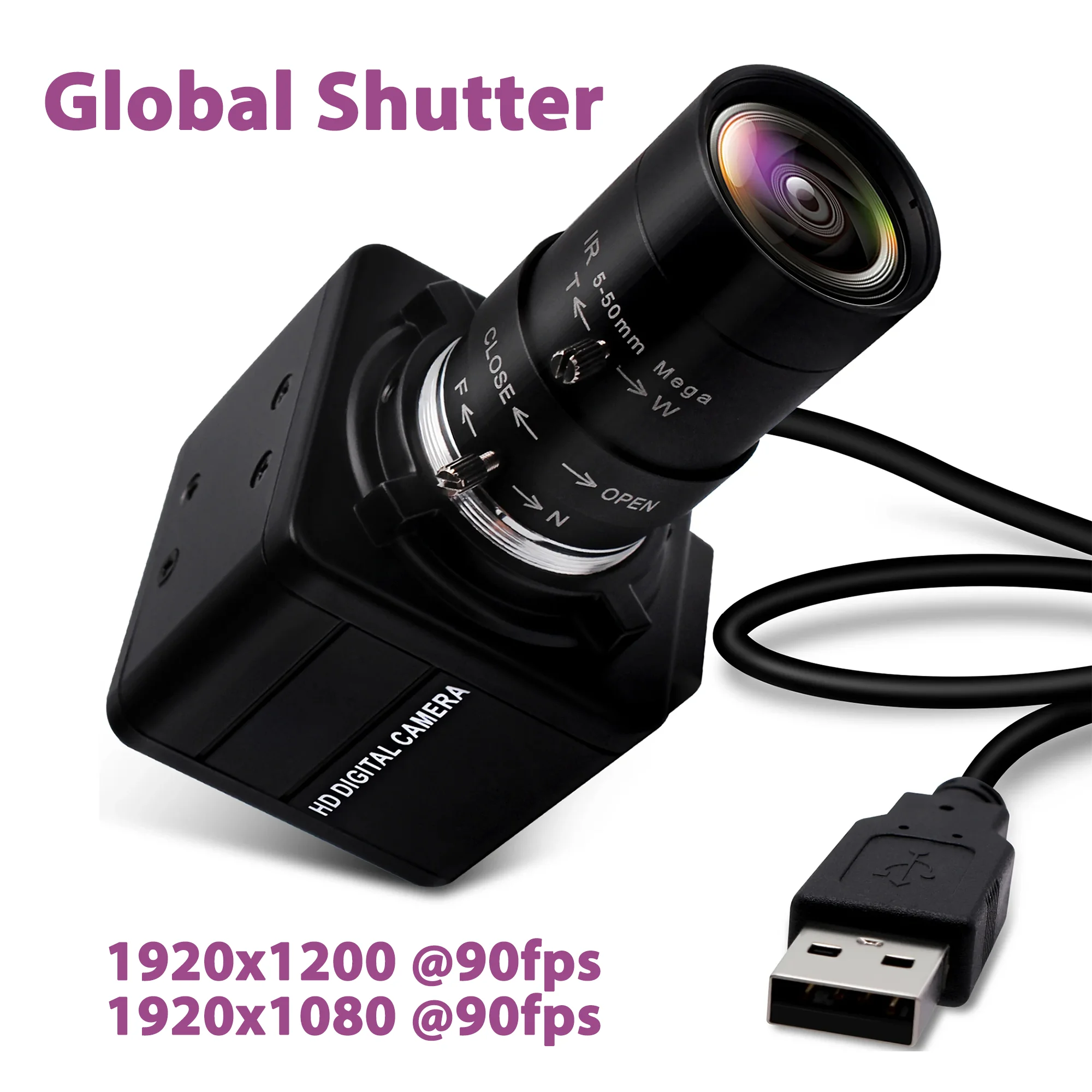 ELP 1200P 90fps Global Shutter USB Camera 10X Manual Focus PC Webcam High Speed Industrial Camera for Document Scanning
ELP 1200P 90fps Global Shutter USB Camera 10X Manual Focus PC Webcam High Speed Industrial Camera for Document Scanning