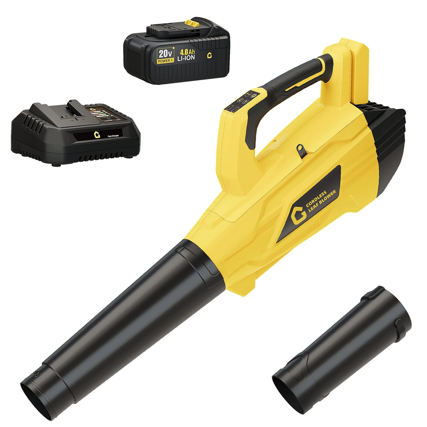 20V Cordless Leaf Blower 700 CFM 250 MPH With 4.0Ah Battery & Fast Charger, Brushless 2-Speed Lightweight Yard Blower
20V Cordless Leaf Blower 700 CFM 250 MPH With 4.0Ah Battery & Fast Charger, Brushless 2-Speed Lightweight Yard Blower