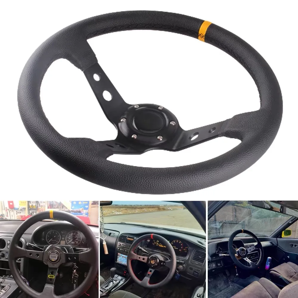 14-дюймовый модифицированный руль из искусственной кожи, матовая пуховая кожа, автомобильные аксессуары, универсальный гоночный руль, автозапчасти
14-дюймовый модифицированный руль из искусственной кожи, матовая пуховая кожа, автомобильные аксессуары, универсальный гоночный руль, автозапчасти