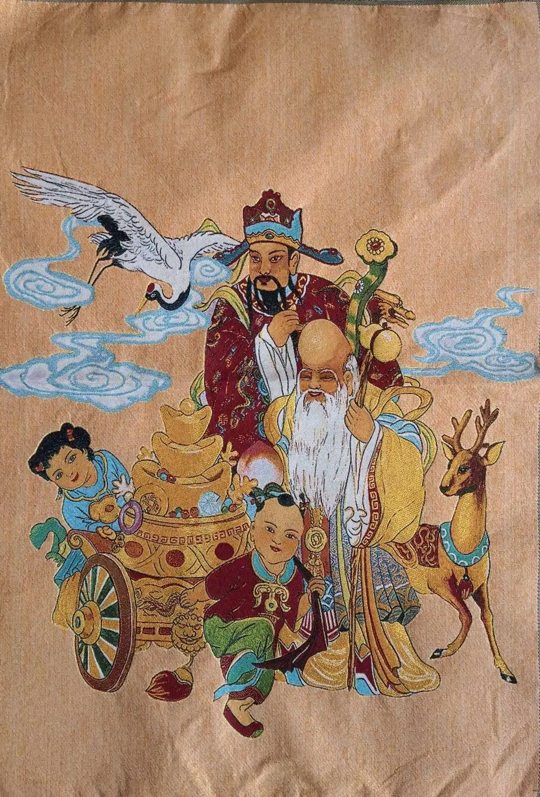 36Inch Chinese Cloth Silk Longevity Wealth God Mural Wall Hanging Tapestry Meditation 7
36Inch Chinese Cloth Silk Longevity Wealth God Mural Wall Hanging Tapestry Meditation 7