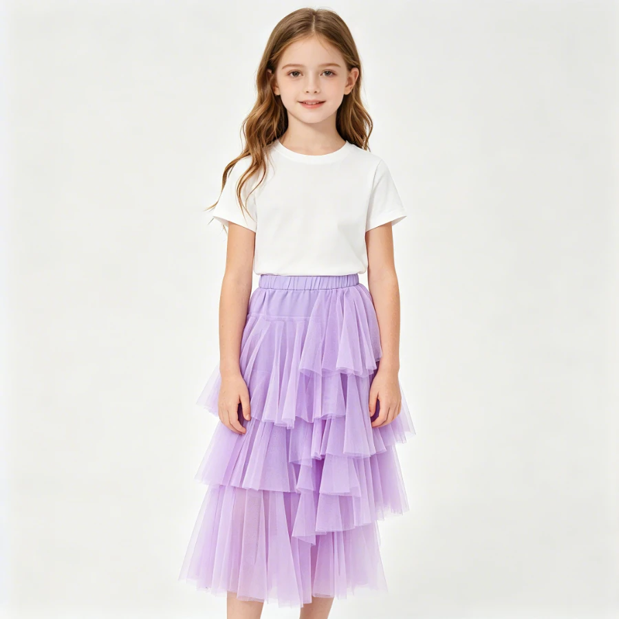Girls Lavender Tiered Tulle Maxi Skirt Elastic Waist Ruffle Layered Tutu Skirt Sweet Princess Skirt for Kids Party Daily Wear
Girls Lavender Tiered Tulle Maxi Skirt Elastic Waist Ruffle Layered Tutu Skirt Sweet Princess Skirt for Kids Party Daily Wear