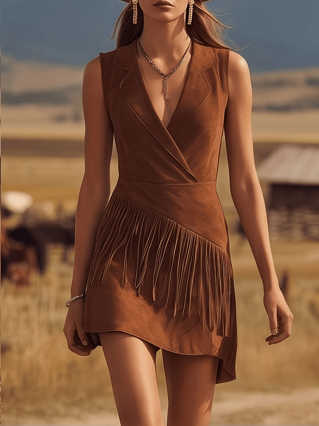 Coastal Cowgirl Denim Fringe Maxi Dress Western Style Sleeveless Retro Summer Concert Outfits for Women
Coastal Cowgirl Denim Fringe Maxi Dress Western Style Sleeveless Retro Summer Concert Outfits for Women