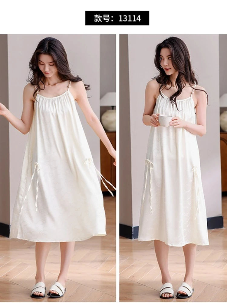 Summer New Female Long Nightgown Home Dressing Gown Sexy Suspender Nightdress Intimate Lingerie Silky Satin Nightwear Nightie
Summer New Female Long Nightgown Home Dressing Gown Sexy Suspender Nightdress Intimate Lingerie Silky Satin Nightwear Nightie