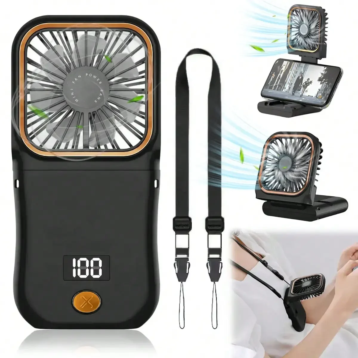 Rechargeable Portable Mini Handheld Fan With Digital Display, Foldable Neck Design, 3000mAh Battery, 180° Adjustable, Can Be Used As Phone Holder, 3 Wind Speeds, Suitable For Personal Travel, Sports, Birthday Gift
Rechargeable Portable Mini Handheld Fan With Digital Display, Foldable Neck Design, 3000mAh Battery, 180° Adjustable, Can Be Used As Phone Holder, 3 Wind Speeds, Suitable For Personal Travel, Sports, Birthday Gift