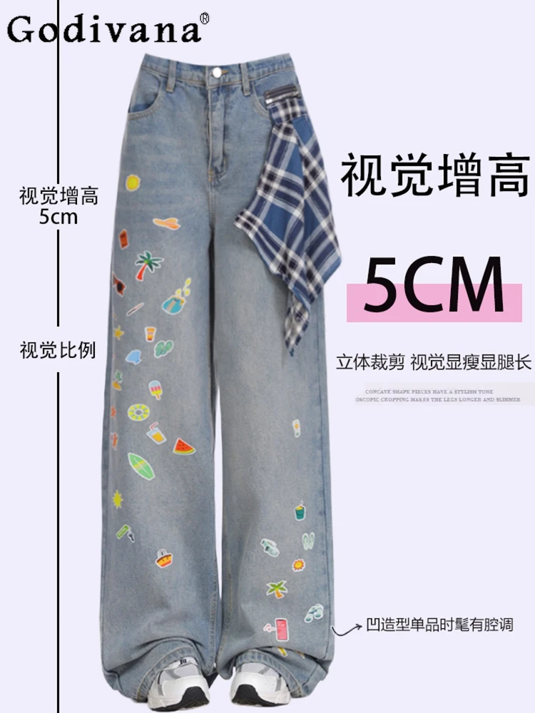 Large Size 2XL-6XL Women Retro Blue Leisure Versatile Jeans Autumn Playful Cartoon Printing Fashion Loose Korean Straight Pants
Large Size 2XL-6XL Women Retro Blue Leisure Versatile Jeans Autumn Playful Cartoon Printing Fashion Loose Korean Straight Pants