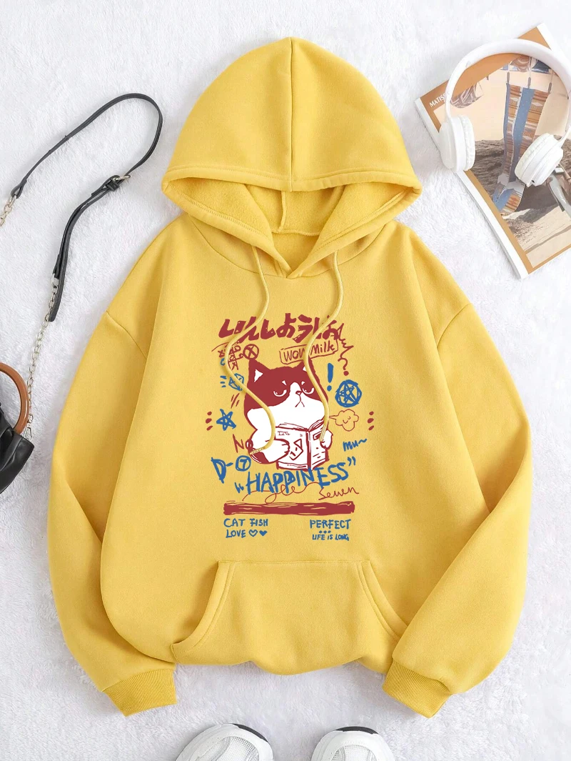 Japanese Cat Hoodie Womens Graffiti Letter Printing Streetwear Fleece Warm Pocket Loose Tops Casual Comfortable Woman Clothes
Japanese Cat Hoodie Womens Graffiti Letter Printing Streetwear Fleece Warm Pocket Loose Tops Casual Comfortable Woman Clothes