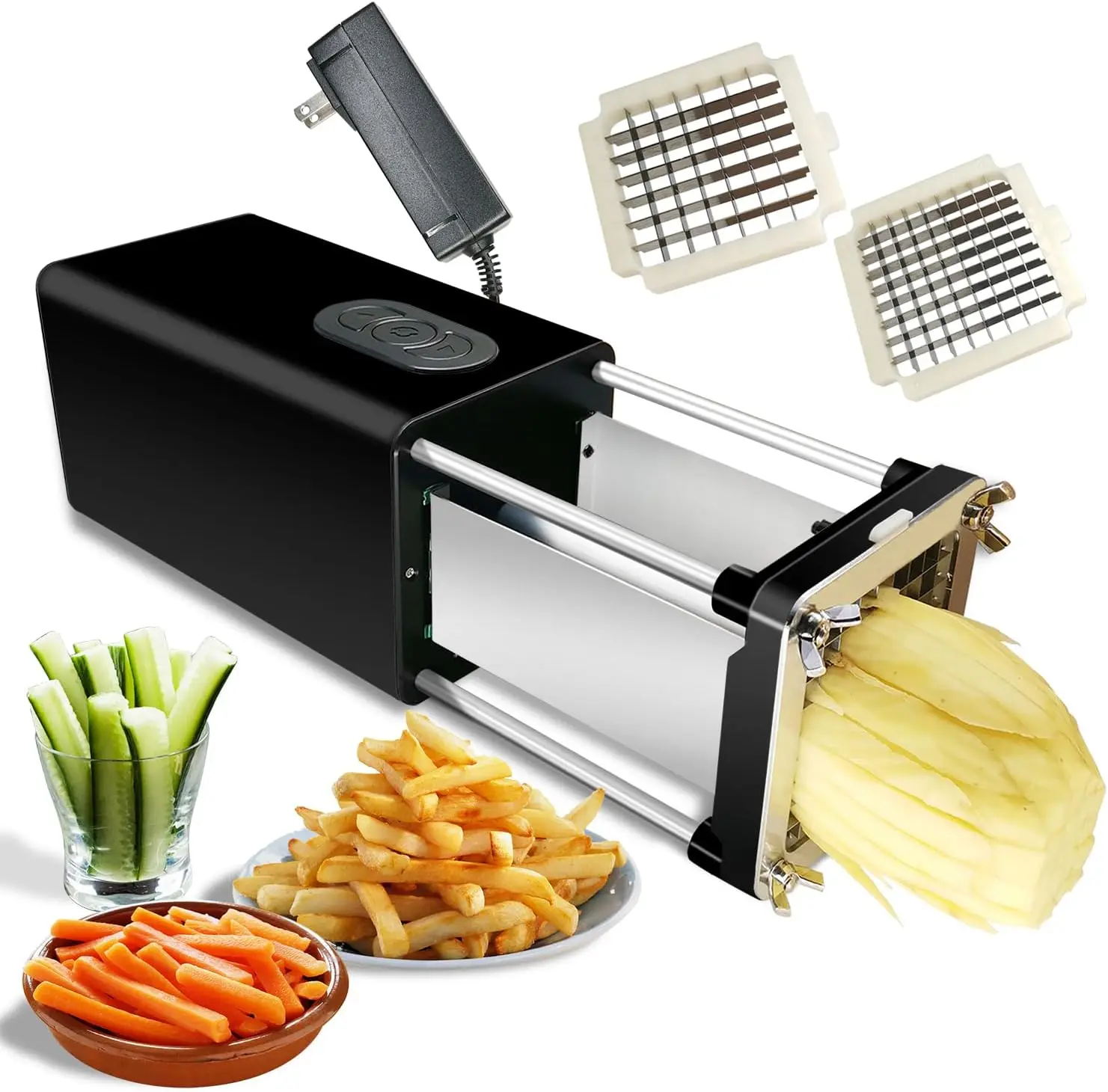 Electric French Fry Cutter with Dual Blades for Potatoes, Carrots, Cucumbers - Commercial & Household Use
Electric French Fry Cutter with Dual Blades for Potatoes, Carrots, Cucumbers - Commercial & Household Use