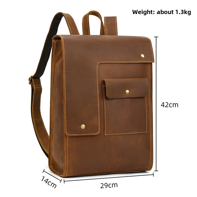 Vintage men backpack Crazy horse genuine leather fit 15" laptop business bag cow leather travel backpack men daypack school bags
Vintage men backpack Crazy horse genuine leather fit 15" laptop business bag cow leather travel backpack men daypack school bags
