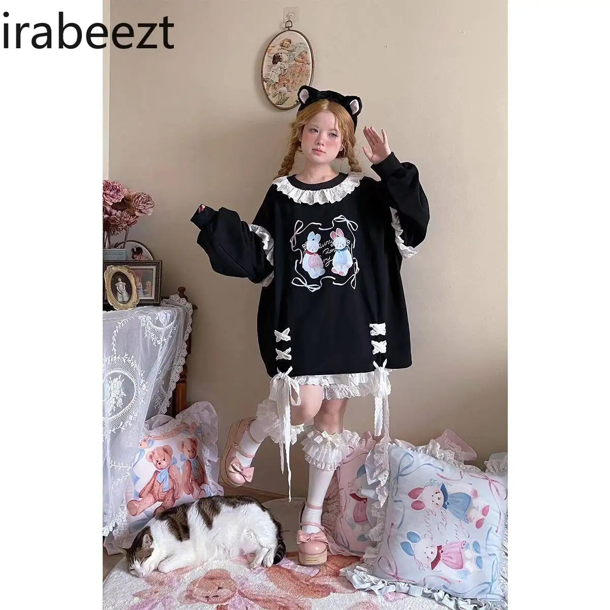 Small Design Sweet Lace Lace Printed Strap Sweater Pullover Loose Printed Top Sudadera Mujer LOOSE FIT Clothes Sweatshirt
Small Design Sweet Lace Lace Printed Strap Sweater Pullover Loose Printed Top Sudadera Mujer LOOSE FIT Clothes Sweatshirt