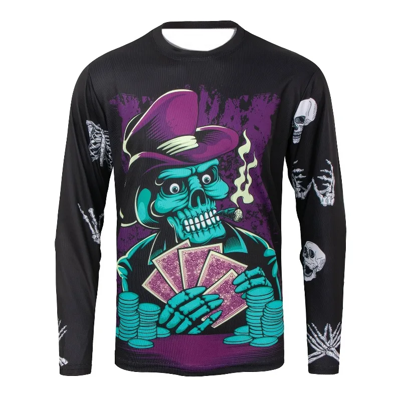 Personality Explosion! Skull Playing Poker Quirky 3D Print Long Sleeve, Eye-Catching Motorcycle Endurance Slow Riding Suit
Personality Explosion! Skull Playing Poker Quirky 3D Print Long Sleeve, Eye-Catching Motorcycle Endurance Slow Riding Suit
