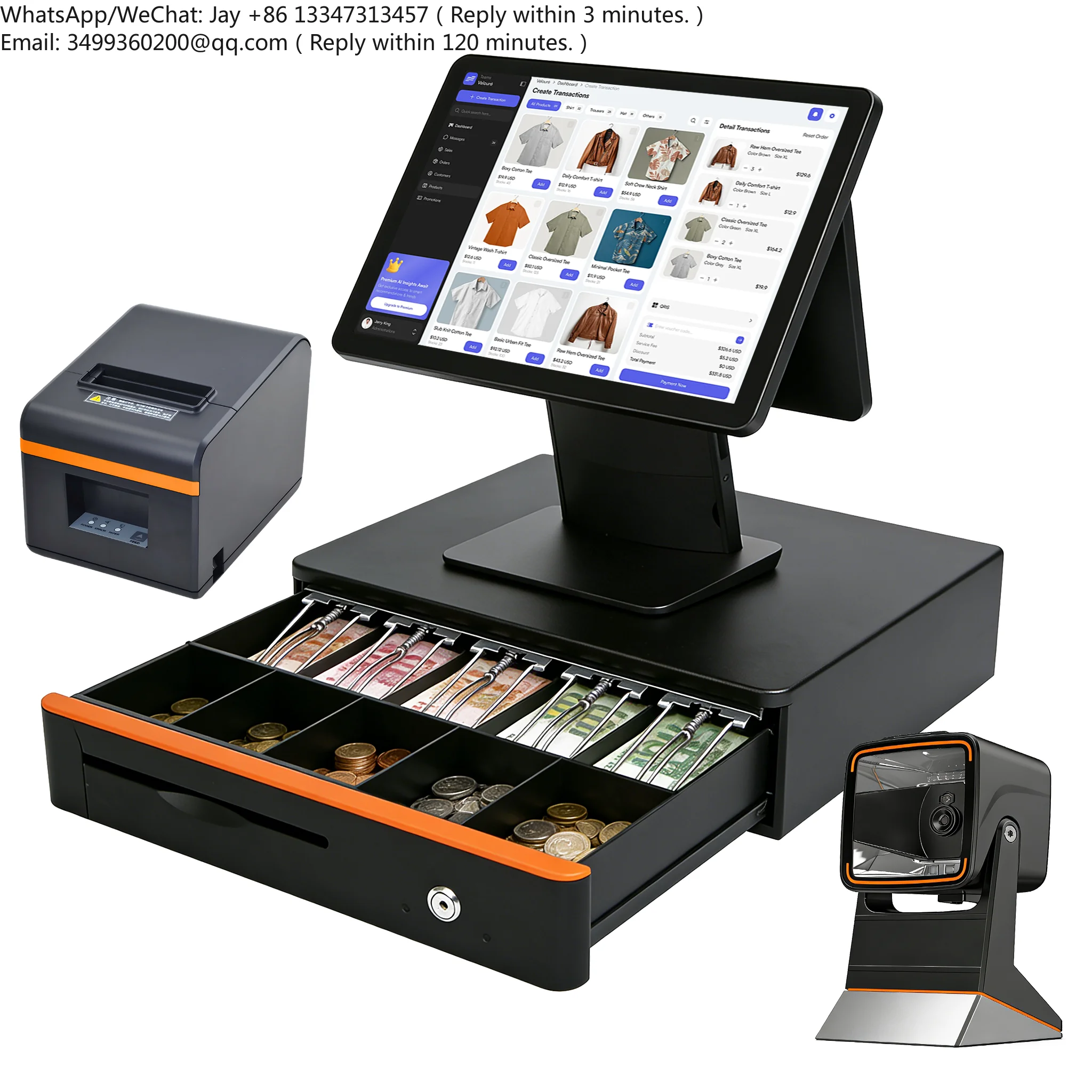 Aluminum Alloy 15.6 Inch All-In-One POS Hardware Dual Screen Touch POS System Wholesale Sales End Point Cash Register
Aluminum Alloy 15.6 Inch All-In-One POS Hardware Dual Screen Touch POS System Wholesale Sales End Point Cash Register