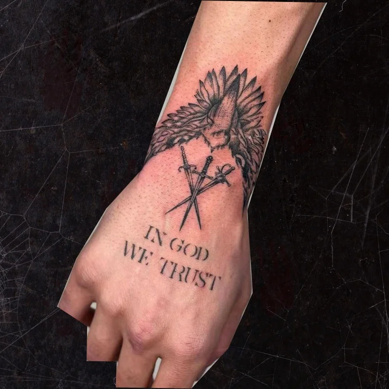 In God We Trust Herbal Juice Temporary Tattoos Durable Waterproof Fake Tattoo Body Art Tatoo Body Stickers Last for 15 Days
In God We Trust Herbal Juice Temporary Tattoos Durable Waterproof Fake Tattoo Body Art Tatoo Body Stickers Last for 15 Days