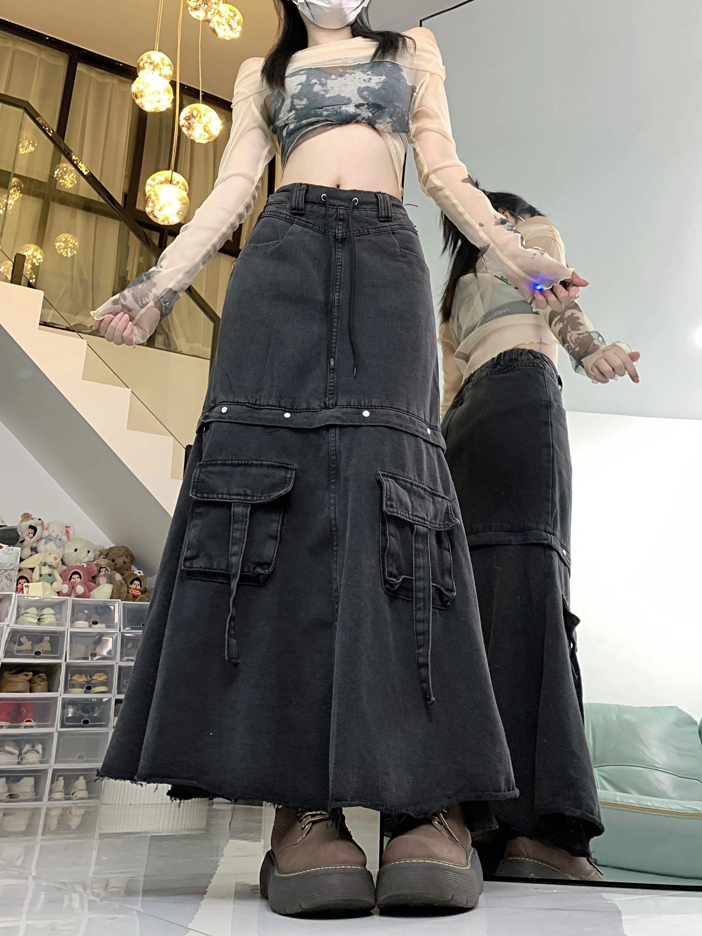 Women's Cargo Skirt Y2k A-Line Denim Skirts Harajuku Vintage Streetwear Aesthetic Long Jean Skirt 2000s Fashion Clothes Summer
Women's Cargo Skirt Y2k A-Line Denim Skirts Harajuku Vintage Streetwear Aesthetic Long Jean Skirt 2000s Fashion Clothes Summer