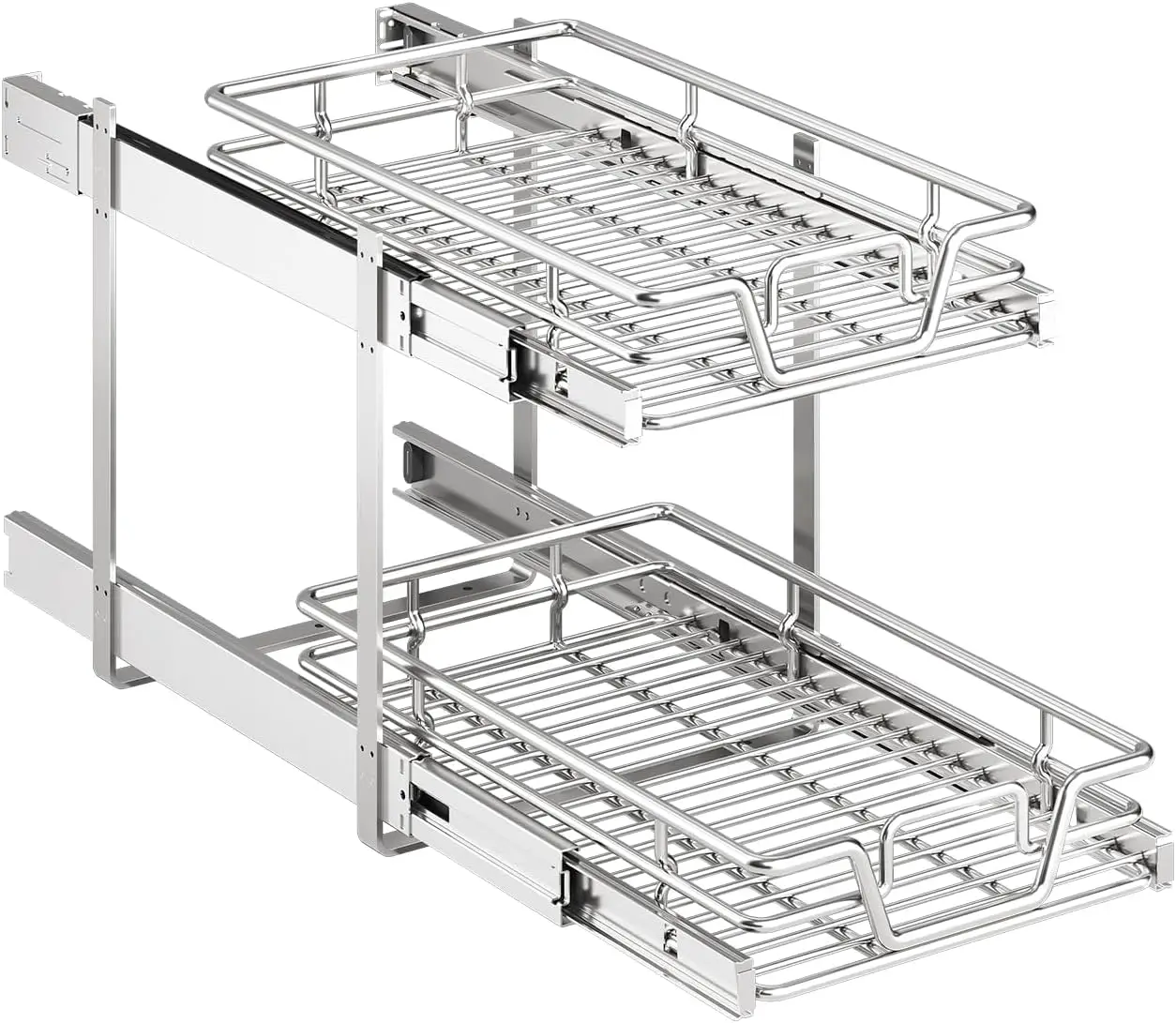2-Tier Pull-Out Kitchen Shelf & Drawer Organizer, Slide-Out Pantry Storage Basket in Multiple Sizes (14" W x 21" D)
2-Tier Pull-Out Kitchen Shelf & Drawer Organizer, Slide-Out Pantry Storage Basket in Multiple Sizes (14" W x 21" D)