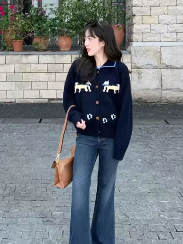 Retro Collar Thiened Knitted Sweater Coat Women's Autumn Winter Loose Fit Comfortable Sle Floral Dog Pattern
Retro Collar Thiened Knitted Sweater Coat Women's Autumn Winter Loose Fit Comfortable Sle Floral Dog Pattern