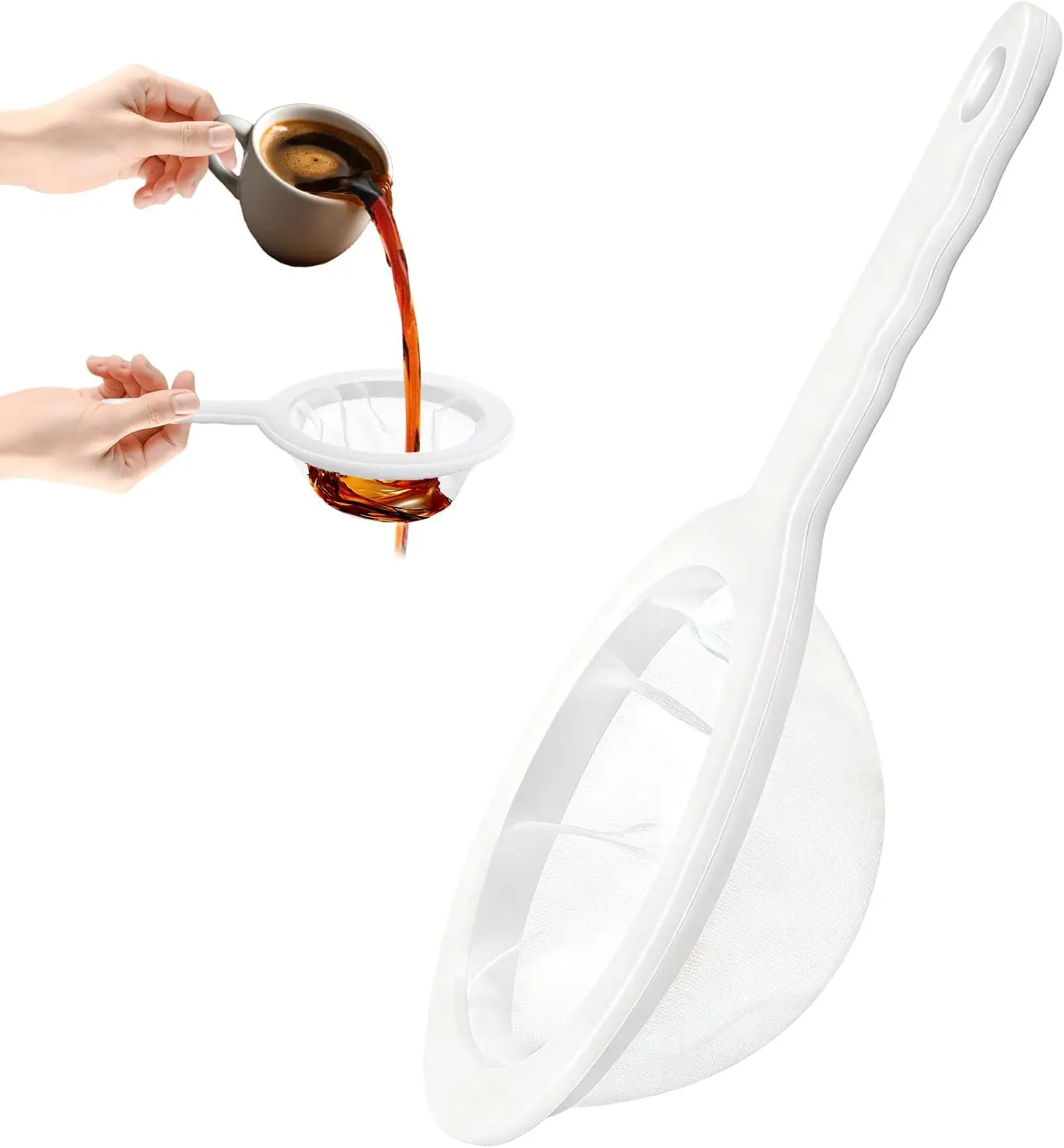 Ultra-Fine Nylon Mesh Strainer, 120 Mesh Mini Colander for Coffee, Milk, Yogurt, Juice, Non-Slip Handle, Hanging Hole
Ultra-Fine Nylon Mesh Strainer, 120 Mesh Mini Colander for Coffee, Milk, Yogurt, Juice, Non-Slip Handle, Hanging Hole