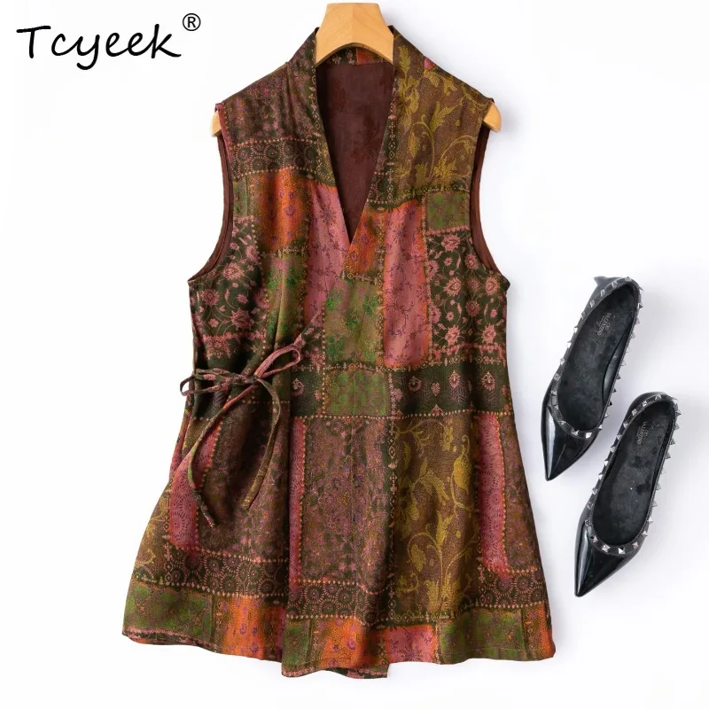 Tcyeek 100% Real Mulberry Silk Woman Tops 2026 Summer Artistic Abstract Printed Layered Hanfu Vests Clothes for Women Ropa Mujer
Tcyeek 100% Real Mulberry Silk Woman Tops 2026 Summer Artistic Abstract Printed Layered Hanfu Vests Clothes for Women Ropa Mujer