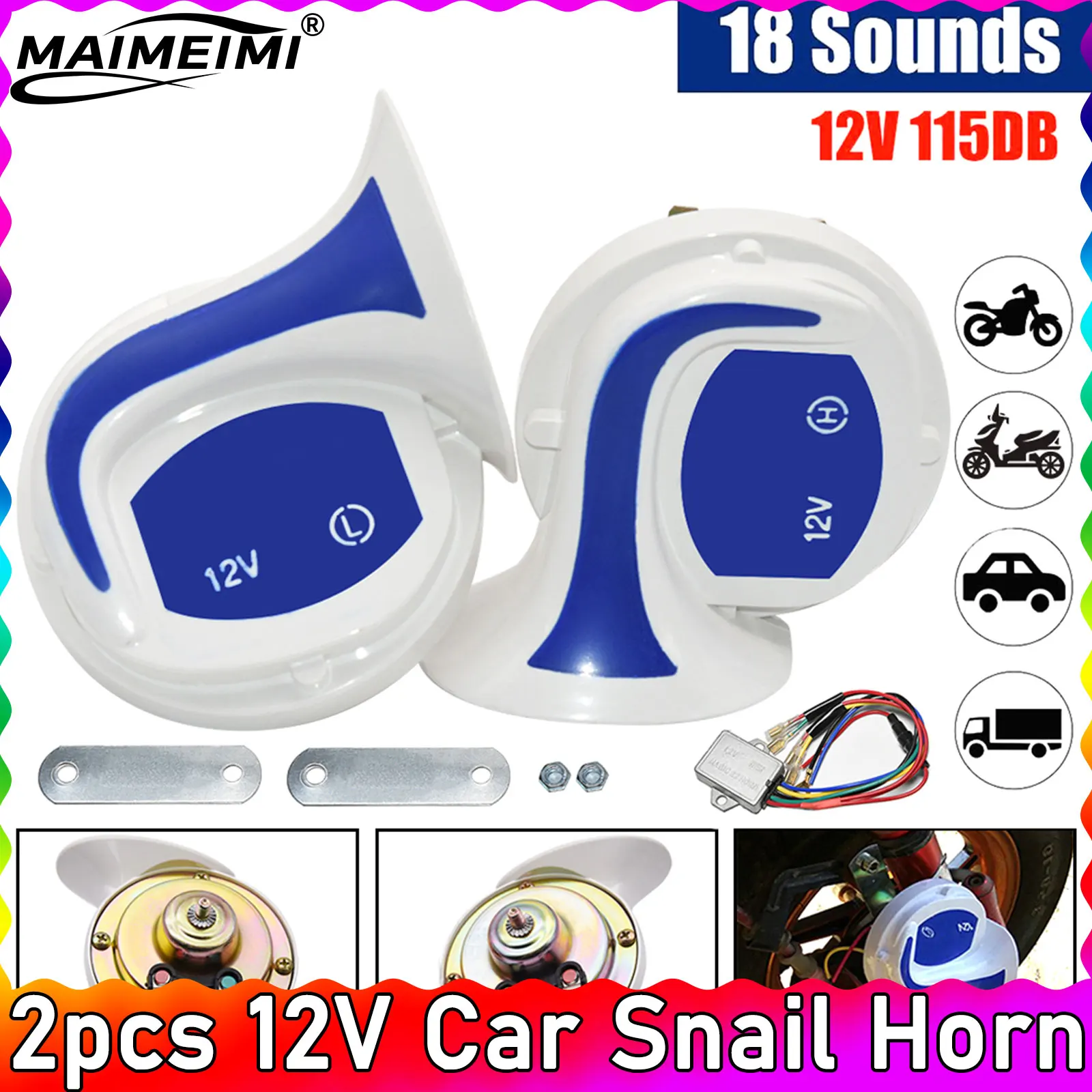 Loud Car Signal 2pcs 12v High Quality 300DB Air Horn with Relay Car Snail Electric Air Horn for Motorcycle Car Trucks Horn
Loud Car Signal 2pcs 12v High Quality 300DB Air Horn with Relay Car Snail Electric Air Horn for Motorcycle Car Trucks Horn