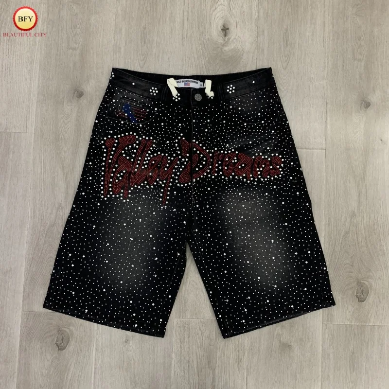 Streetwear VALLEY Shorts High Quality Full Heat Press Diamond Summer Men Women Casual Denim Shorts
Streetwear VALLEY Shorts High Quality Full Heat Press Diamond Summer Men Women Casual Denim Shorts