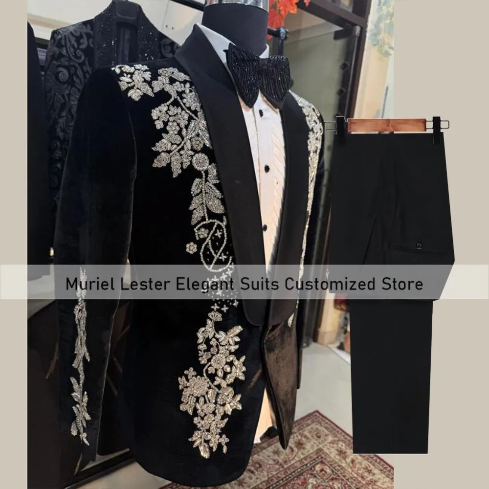 Luxury Crystal Beaded Wedding Suits For Men Slim FIt Shawl Lapel Prom Blazers Customized 2 Pieces Sets Single Breasted Tuxedos
Luxury Crystal Beaded Wedding Suits For Men Slim FIt Shawl Lapel Prom Blazers Customized 2 Pieces Sets Single Breasted Tuxedos