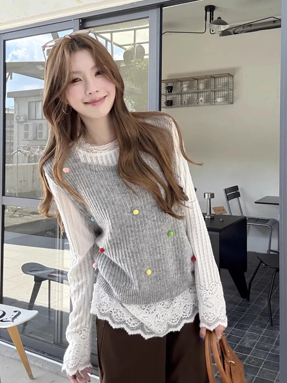 Sweet Lace Long Sleeve T-Shirt Knitted Vest Set for Women round Neck Summer Layering Two-Piece Fashionable Casual Loose Fit
Sweet Lace Long Sleeve T-Shirt Knitted Vest Set for Women round Neck Summer Layering Two-Piece Fashionable Casual Loose Fit