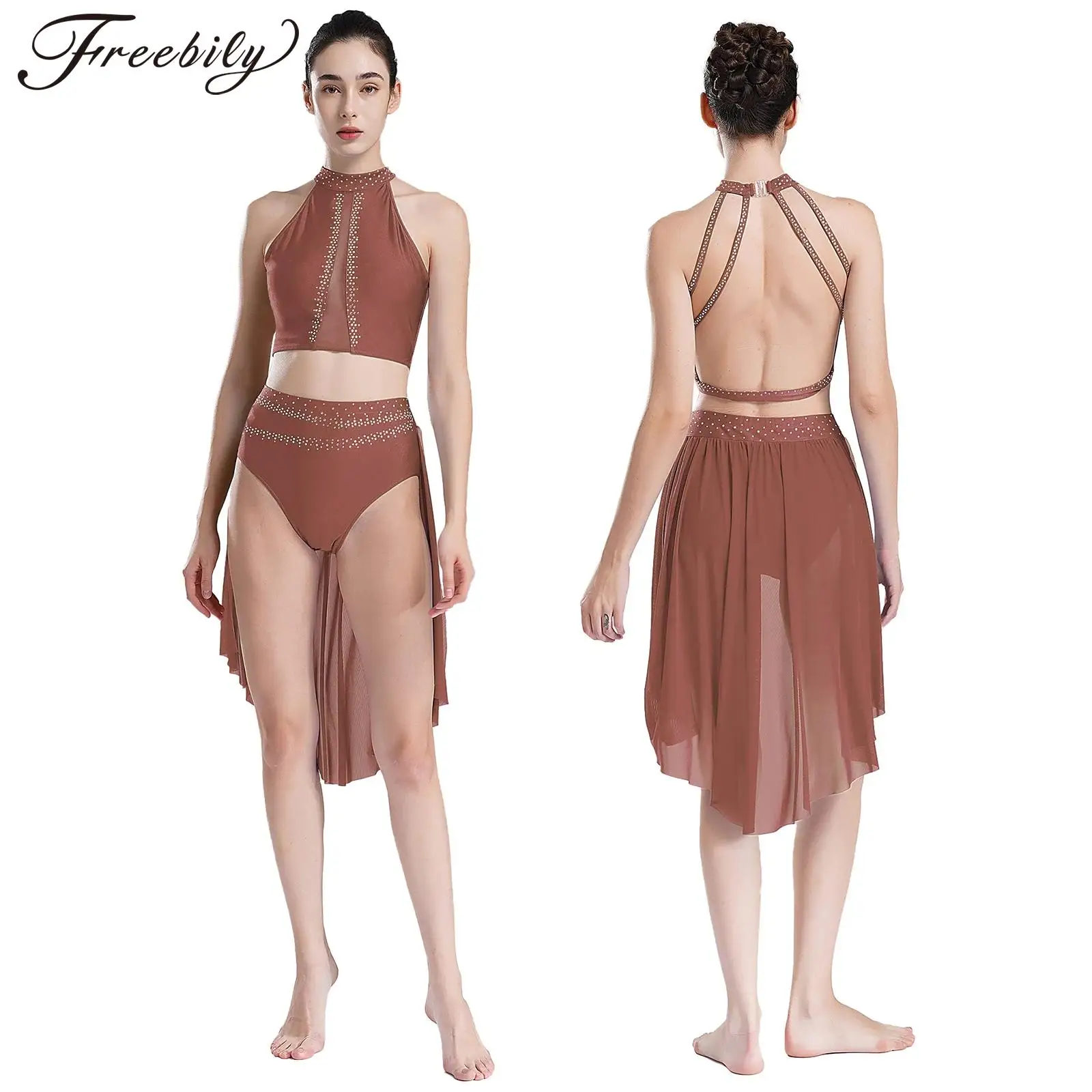 Women Figure Ice Skating Costume Modern Lyrical Dance Acrobatics Gymnastics Dancewear Sleeveless Crop Top with Leotard Skirt
Women Figure Ice Skating Costume Modern Lyrical Dance Acrobatics Gymnastics Dancewear Sleeveless Crop Top with Leotard Skirt