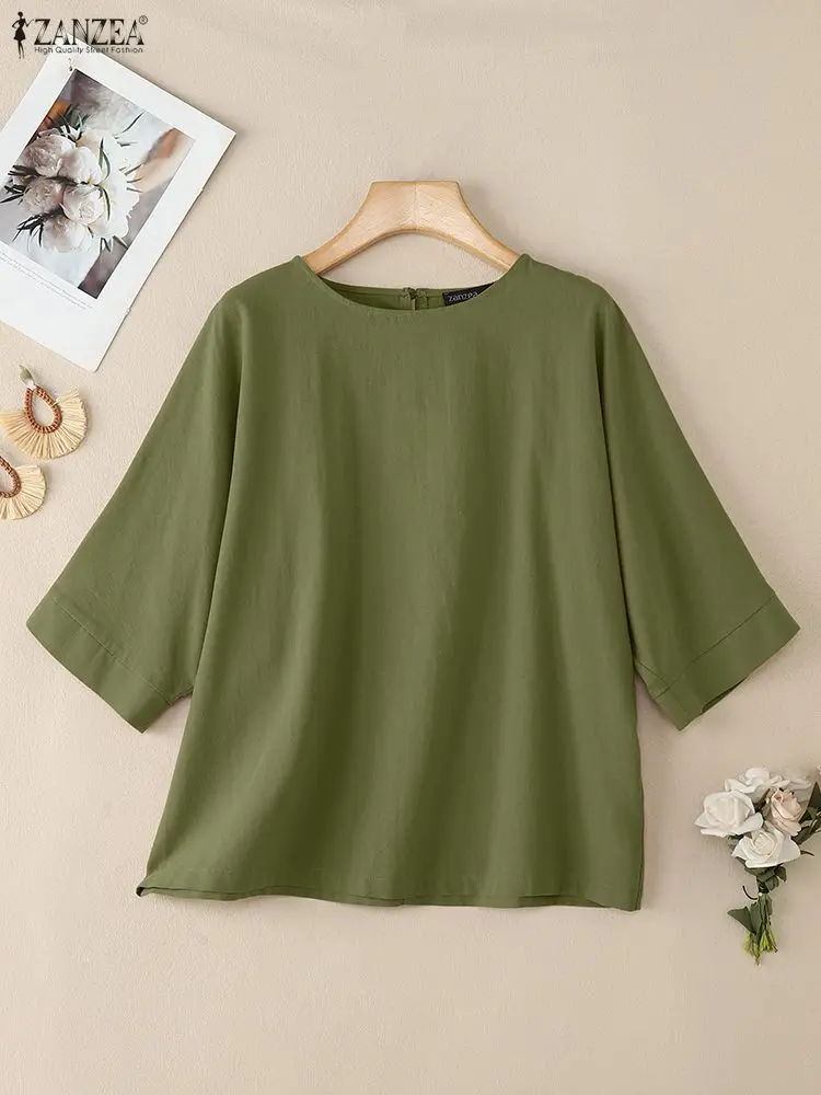2025 Summer Blouse ZANZEA Female Cotton Blouses Women Elegant OL Work Shirt Casual O Neck Half Sleeve Tops Solid Loose Chemise
2025 Summer Blouse ZANZEA Female Cotton Blouses Women Elegant OL Work Shirt Casual O Neck Half Sleeve Tops Solid Loose Chemise