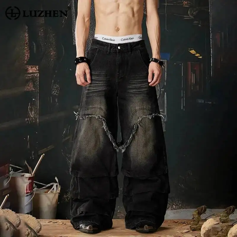 LUZHEN 2026 New Original Burr Patchwork Design Straight Denim Pants Men's Stylish Handsome Street Pleated Wide Leg Jeans JY6614
LUZHEN 2026 New Original Burr Patchwork Design Straight Denim Pants Men's Stylish Handsome Street Pleated Wide Leg Jeans JY6614