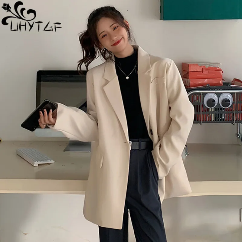 UHYTGF Casual Blazer Women's Fashion Lapel Spring Autumn Coat Female Single Breasted Black Suit Jacket Ladies Abrigo Mujer 2552
UHYTGF Casual Blazer Women's Fashion Lapel Spring Autumn Coat Female Single Breasted Black Suit Jacket Ladies Abrigo Mujer 2552