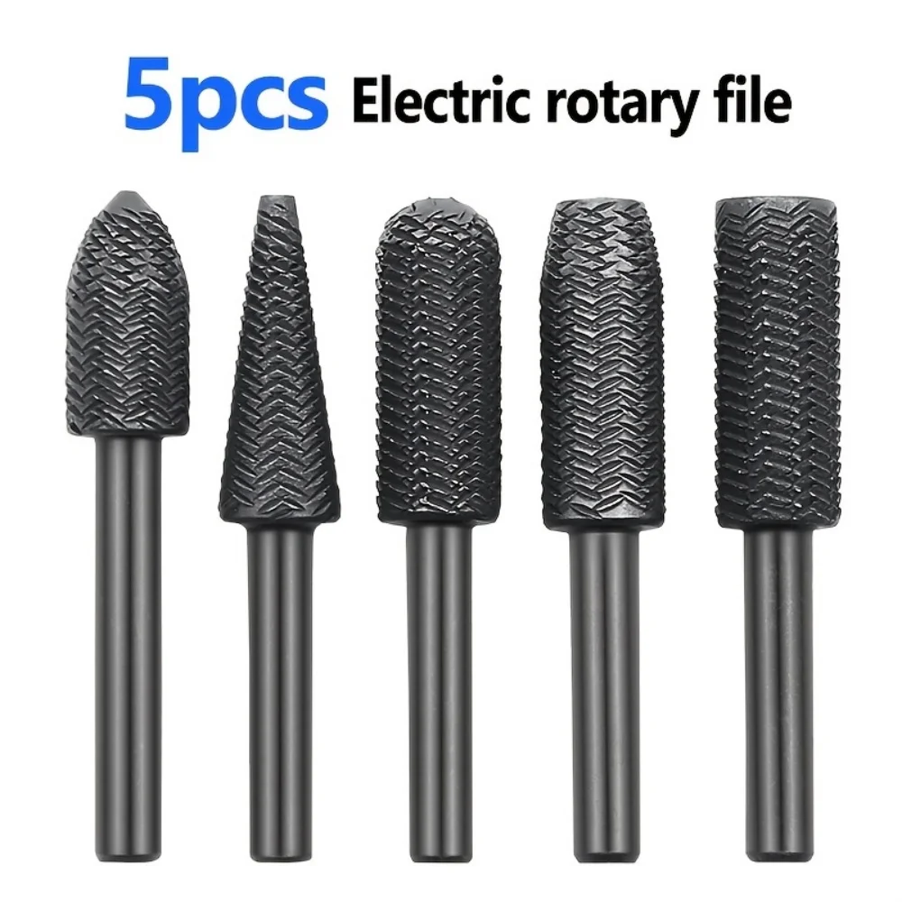 5-Piece Set of Carbon Steel Embossed Rotary Shaped Files, Grinding Burr Electric Grinding Heads, Woodworking Carbon Steel Embossed Files, Steel File Electric Grinding Heads
5-Piece Set of Carbon Steel Embossed Rotary Shaped Files, Grinding Burr Electric Grinding Heads, Woodworking Carbon Steel Embossed Files, Steel File Electric Grinding Heads