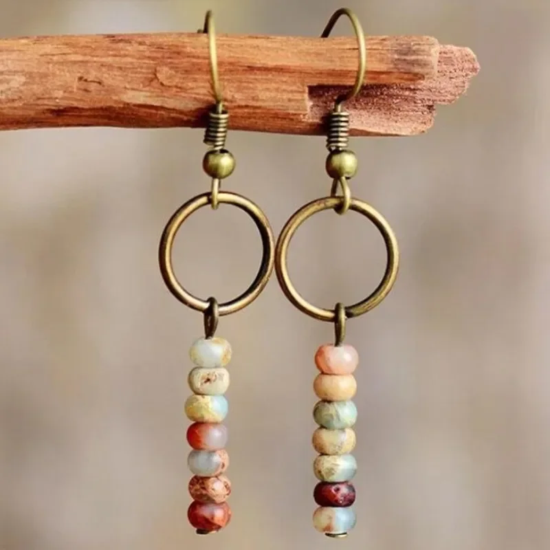 Ethnic Multicolor Beaded Earrings for Women Antique Bronze Metal Handmade Round Hook Dangle Earrins Jewelry Gift
Ethnic Multicolor Beaded Earrings for Women Antique Bronze Metal Handmade Round Hook Dangle Earrins Jewelry Gift